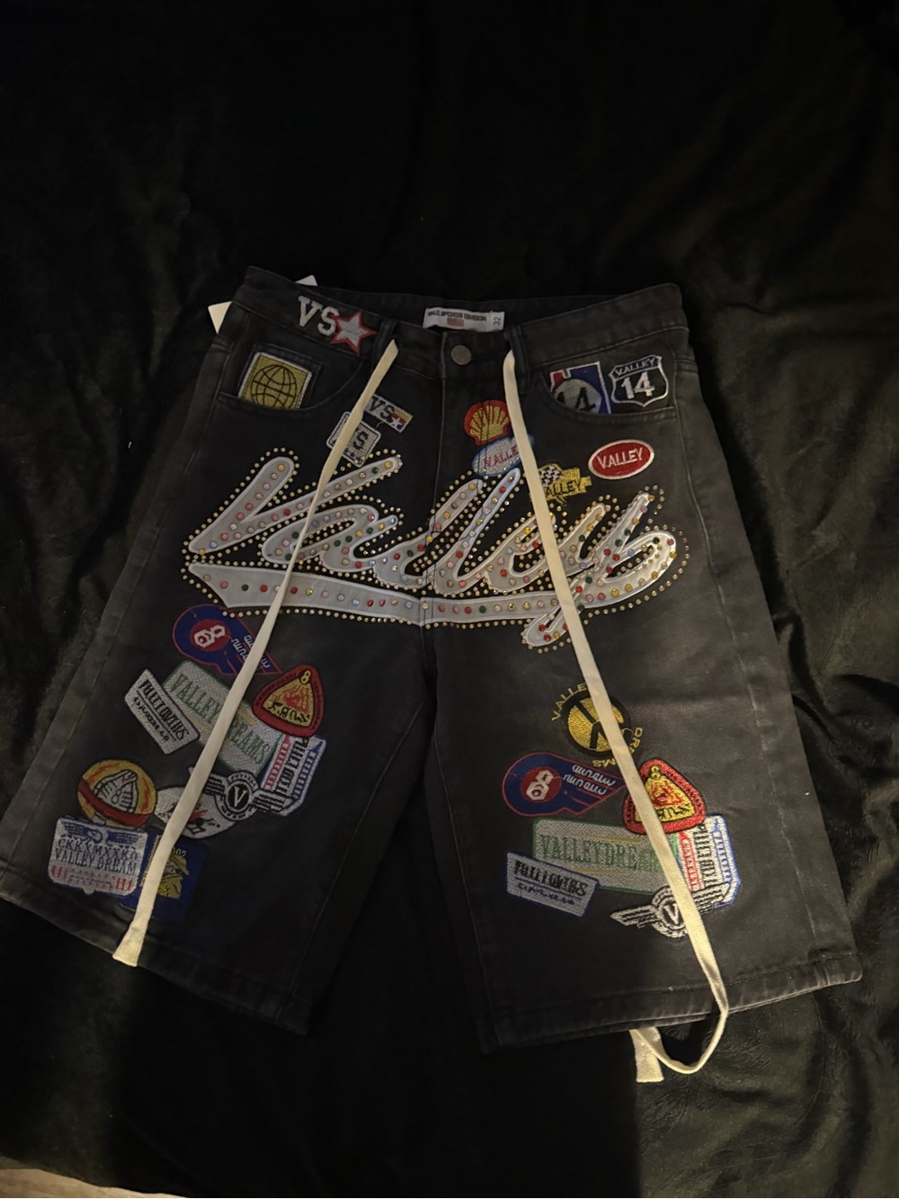 Valley Lane Black Graphic Patchwork Men’s Shorts
